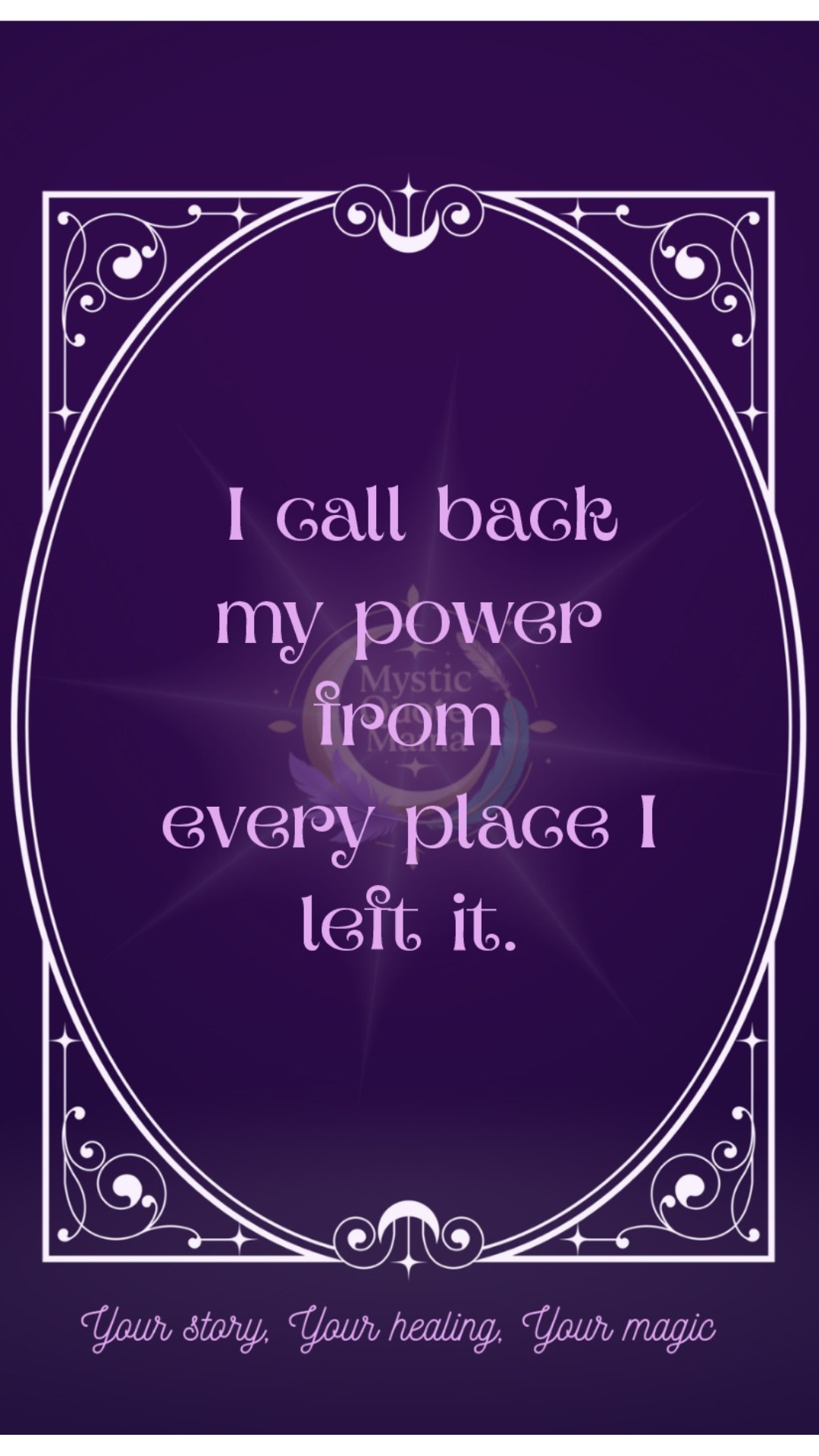 Graphic with the tax, I called back my power from every place I left it on a purple background
