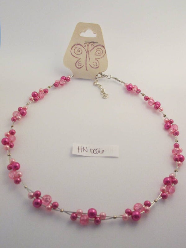 Halo Necklace-Multi-Pink Glass Pearls
