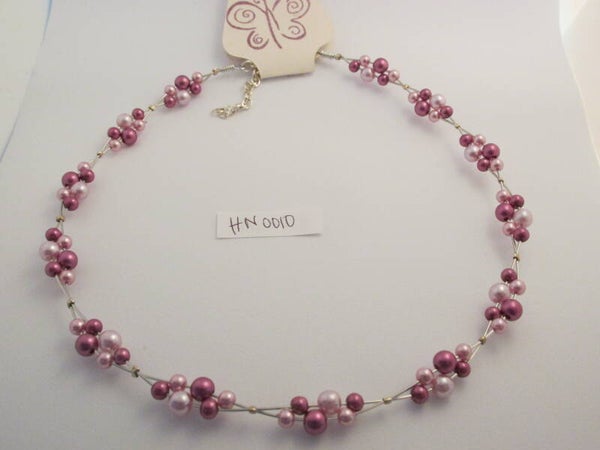 Halo Necklace-Multi-Purple and White Glass Pearls