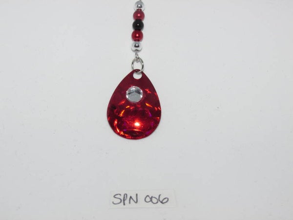 Spinner Necklace-Red with Clear accent