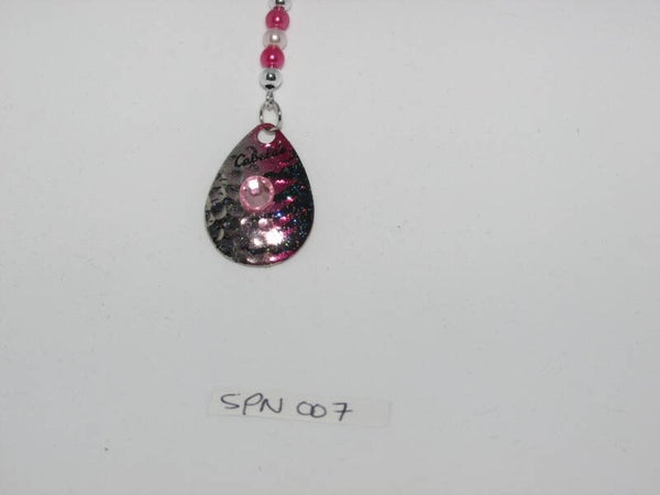 Spinner Necklace-Pink and Black Tiger Stripe with a Pink Accent
