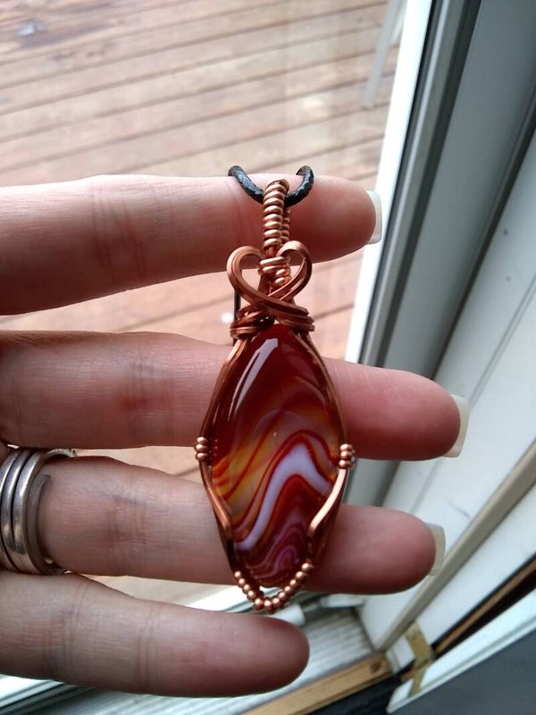 Brown Banded Agate Pendant A-156