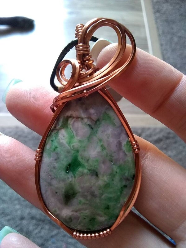 Green Lace Agate Pendant A-177