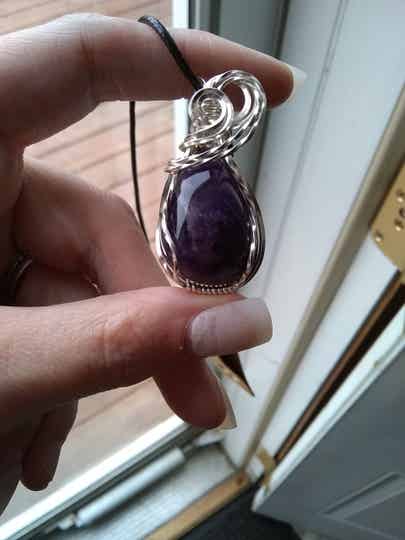 Chevron Amethyst Chunk Pendant A-150