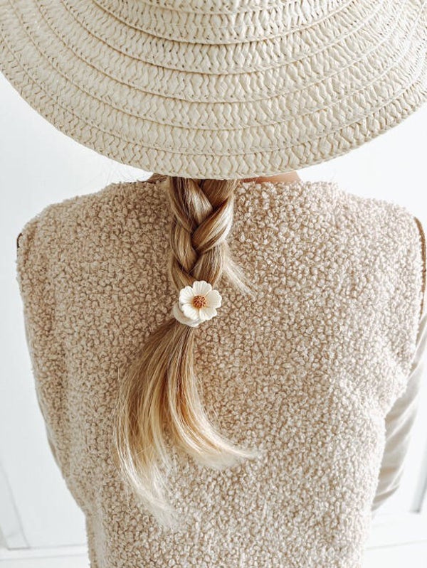 Haarelastiek flower - Beige
