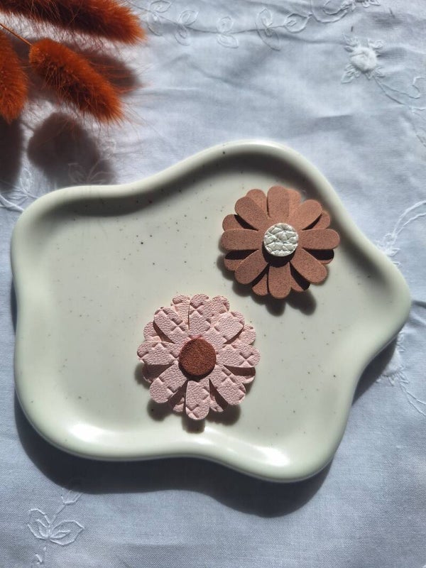 Antislip set bloemen bruin - wit