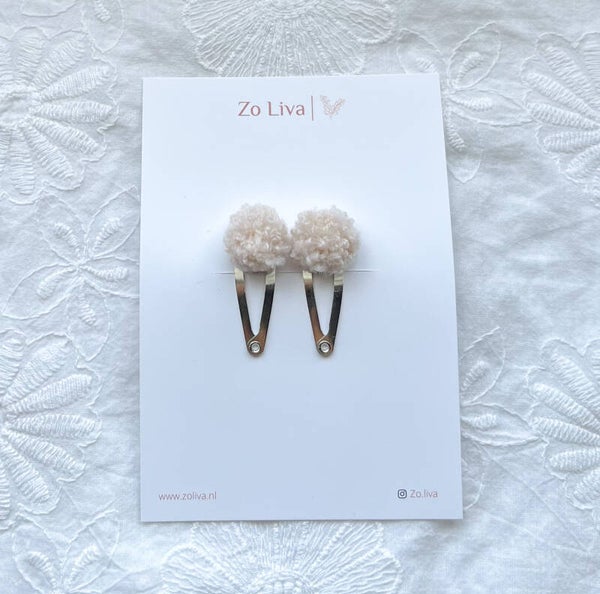 Haarspeldje Pompon creme