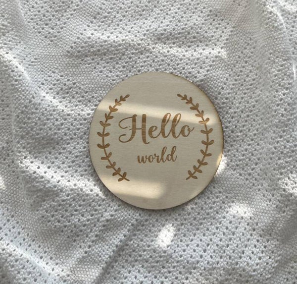 Houten kaart ‘hello world’ 2