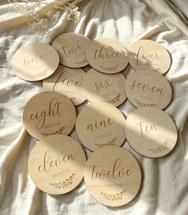 Mijlpaalkaarten met blaadjes 12 stuks