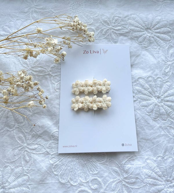 Haarspeldje Bloem alligator clip ‘Creme’