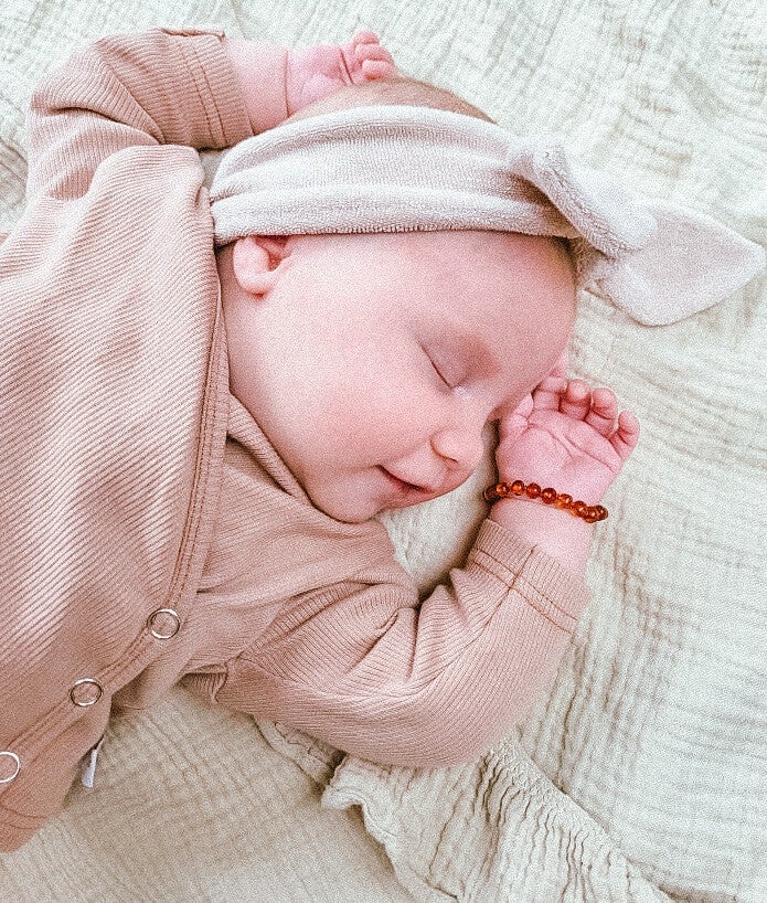 Barnstenen armband 'cognac'