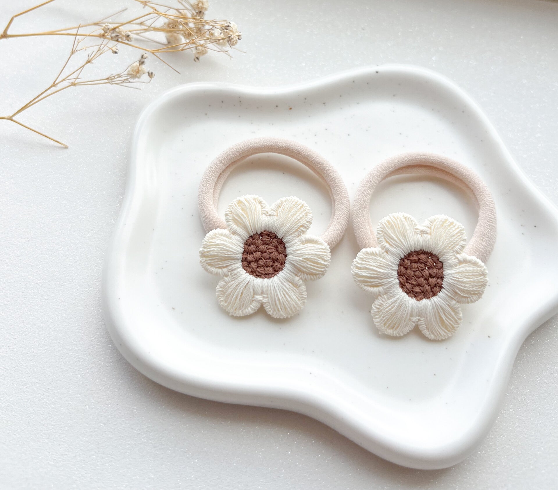 Haarelastieken Maeve - Wit/bruin