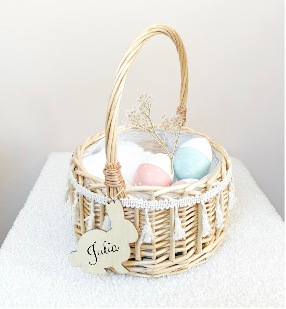 Rotan paasmandje met naam