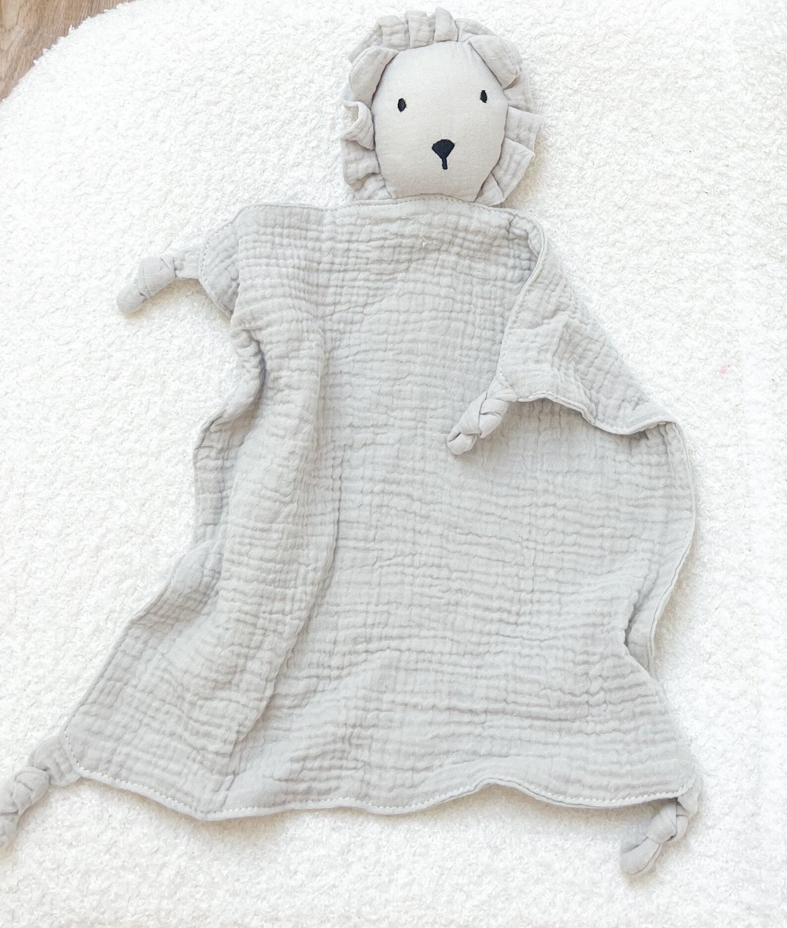 Knuffel/speendoek leeuw Mousseline Grey