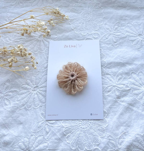 Antislip Wool Flower Brown