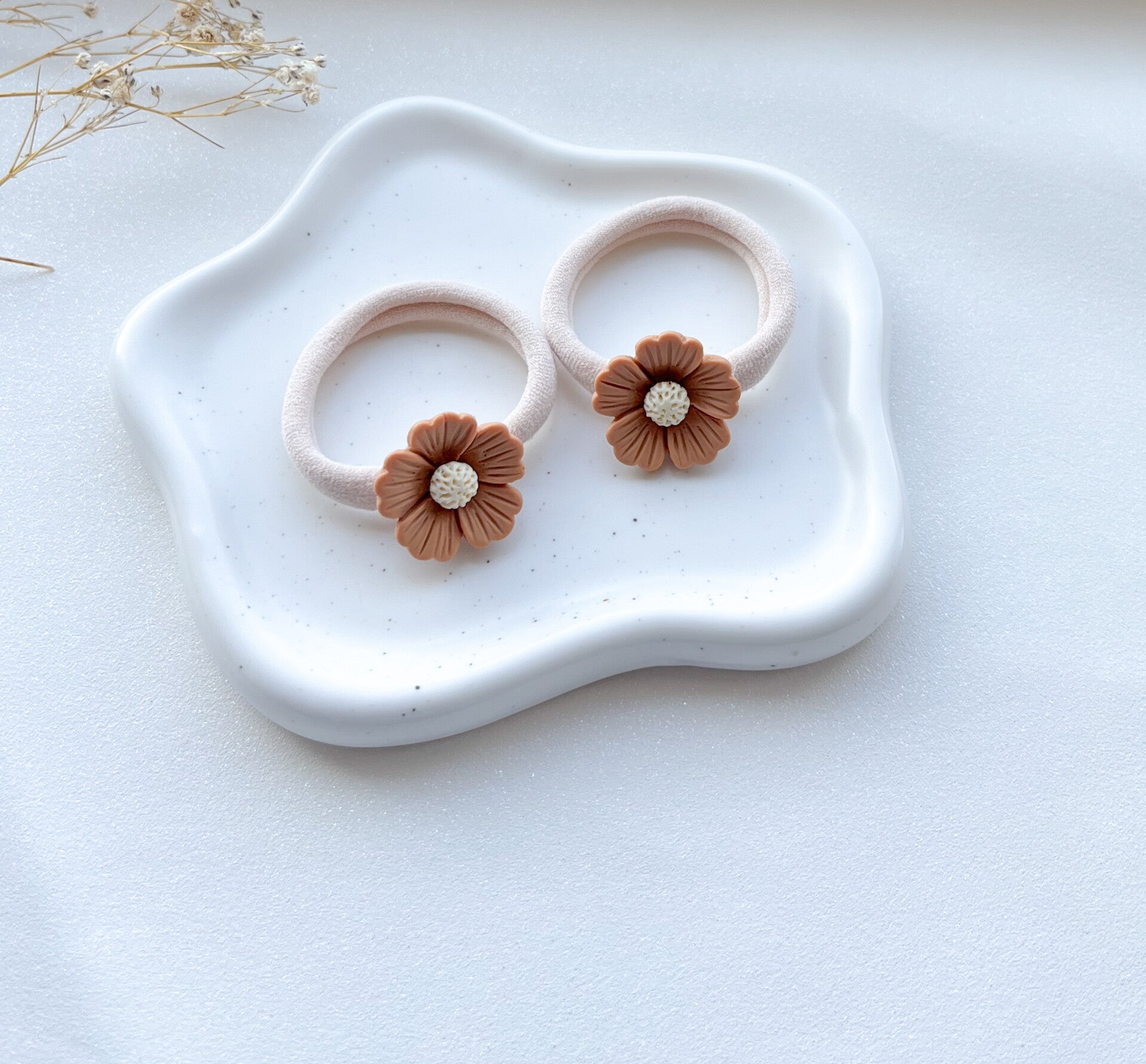 Haarelastiek flower - Bruin