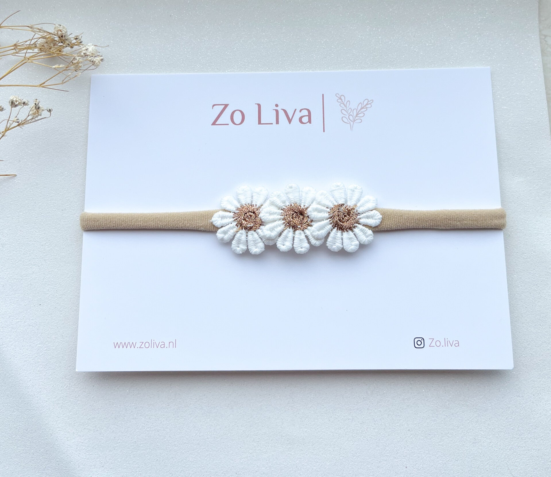 Haarbandje madelief bronze