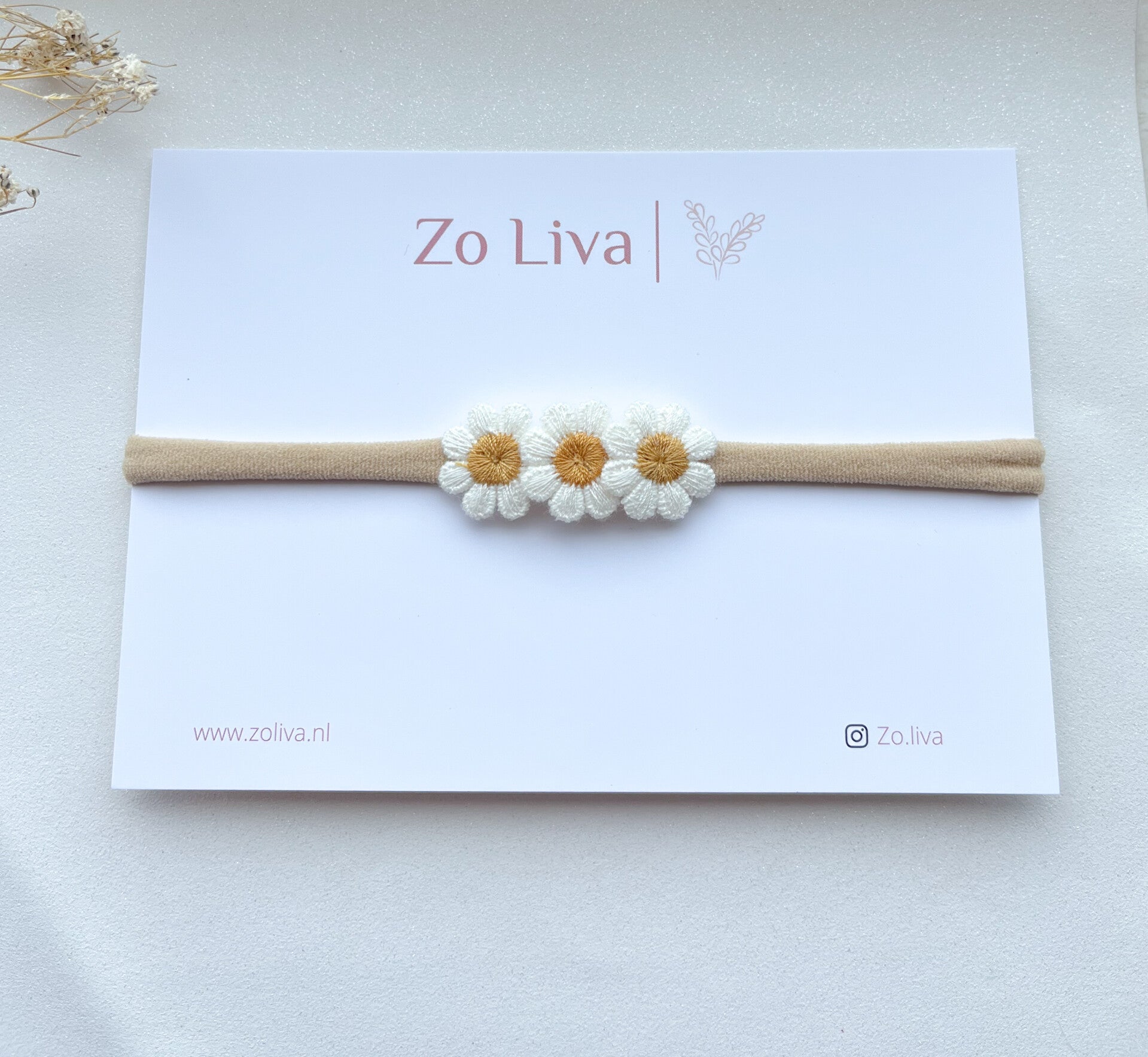 Haarbandje - zachte madeliefjes
