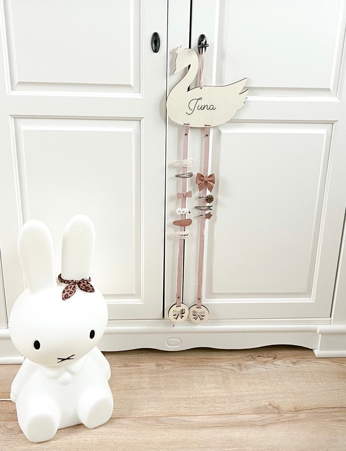 Haarspeldjes organizer zwaan met naam / personalisatie
