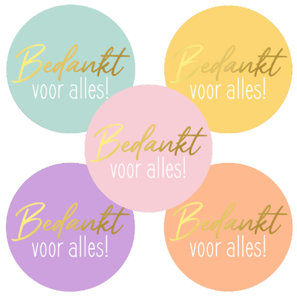 Sticker rond Bedankt voor alles (10 stuks)