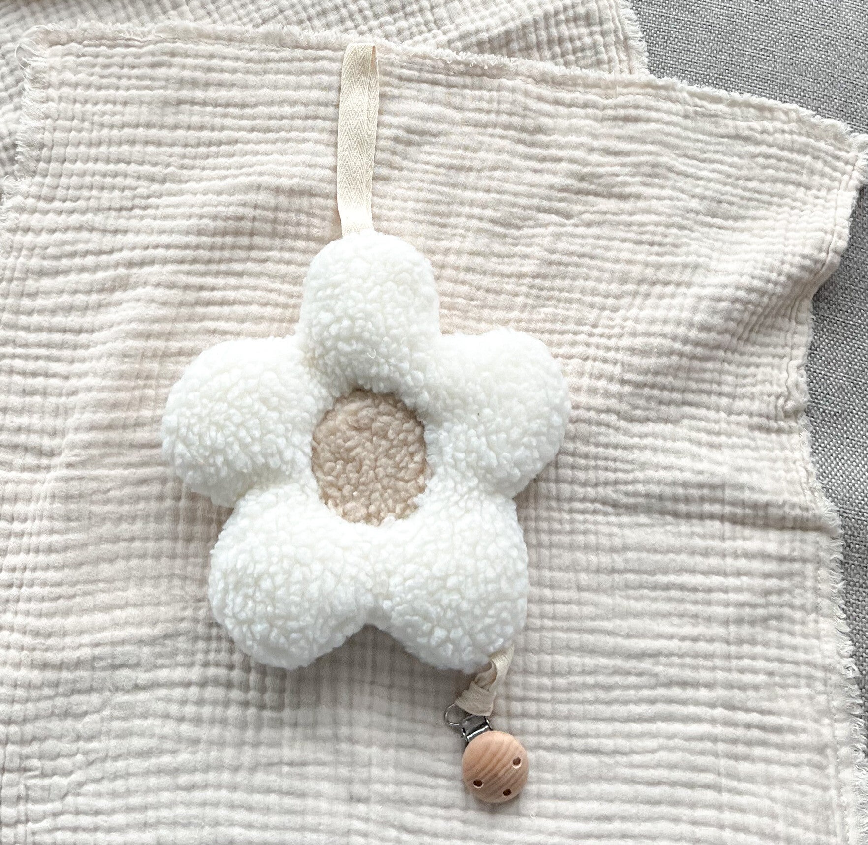 Speendoek Daisy White/brown met speenclip