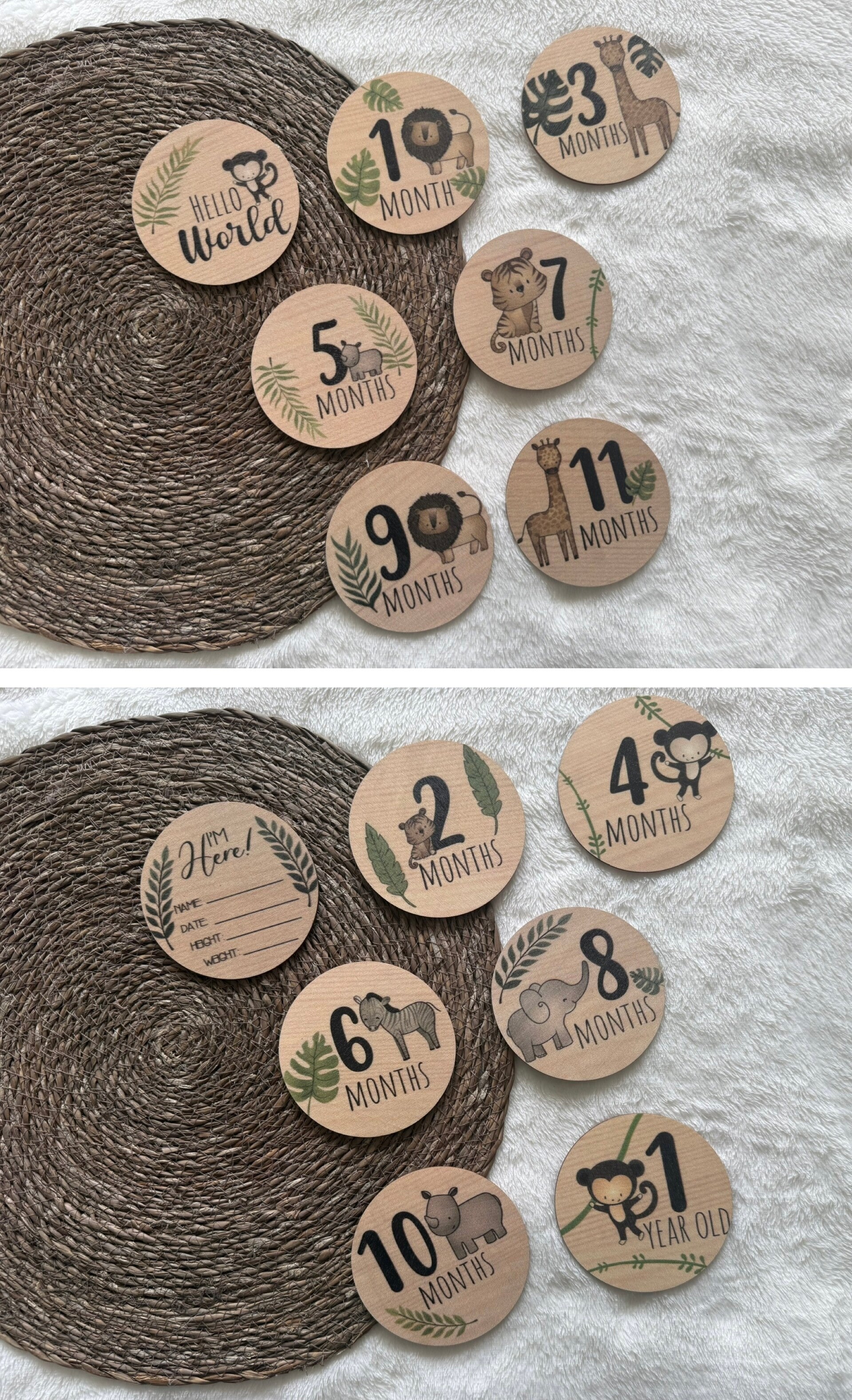 Houten maandschijven - Jungle thema