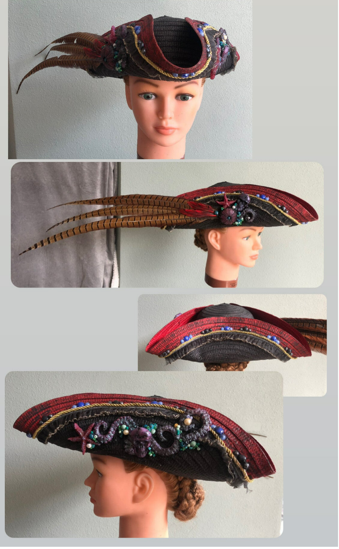 Black and red pirate hat