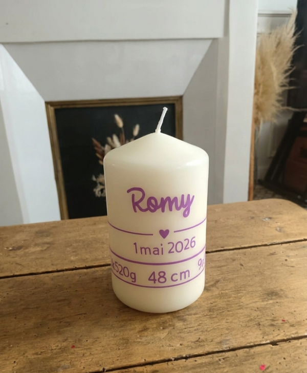 Bougie de naissance personnalisée