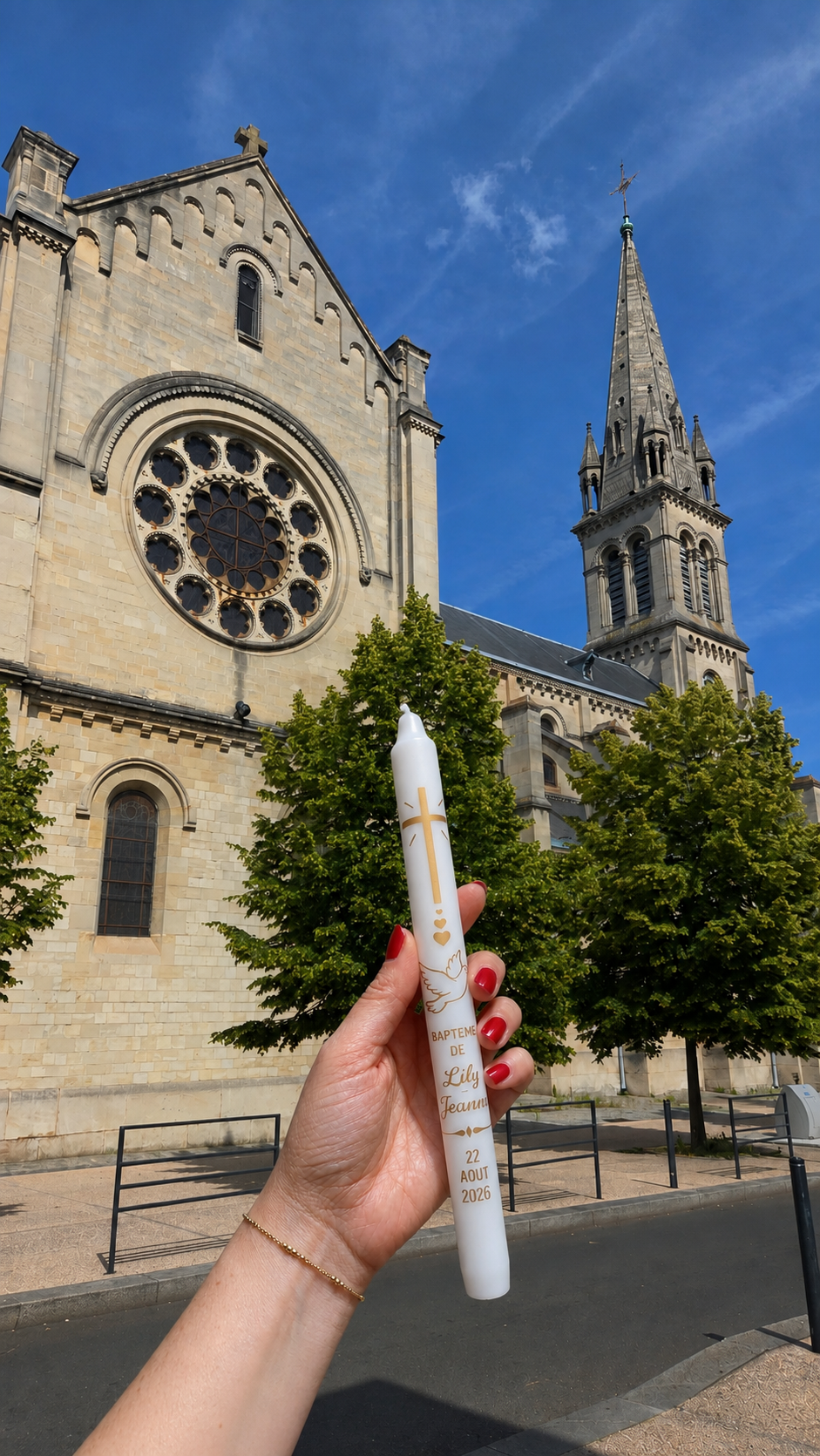 Bougie pour Baptême à personnaliser
