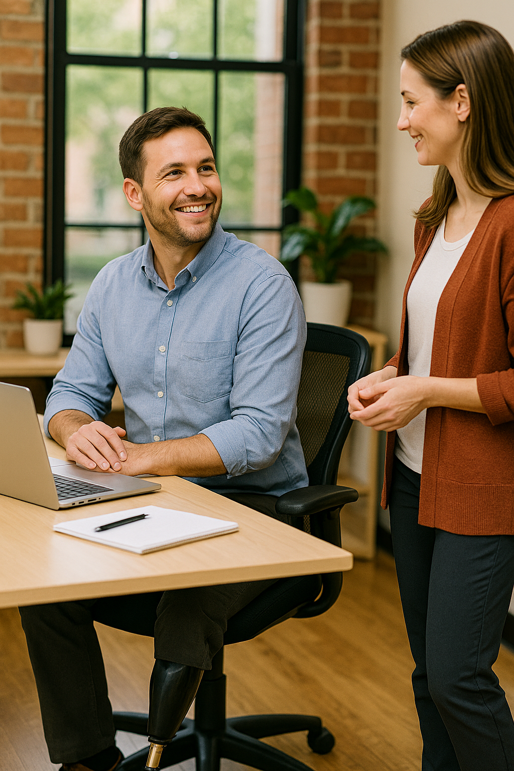 Prothese am Schreibtisch