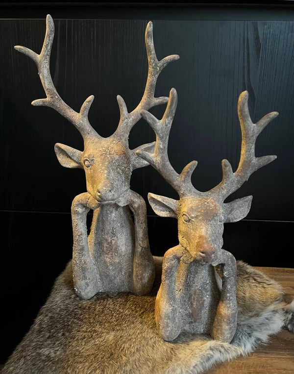 Rustiek beeld Hert (L) - Beige-Bruin - 40 cm