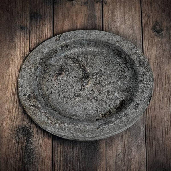 Stenen platte schaal rond - Dark Grey