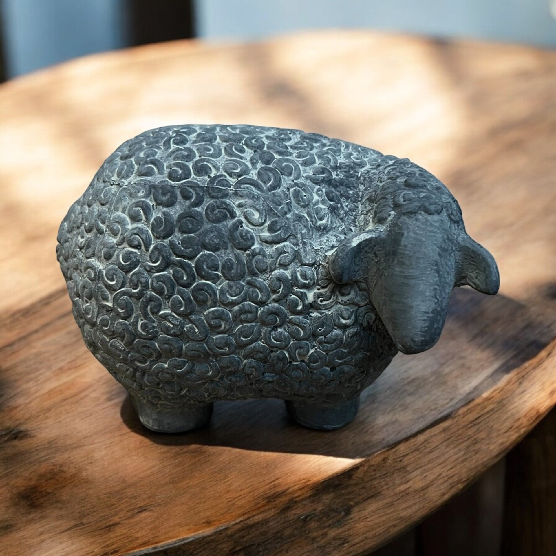 Decoratie beeld Schaap steen gebogen - Groot