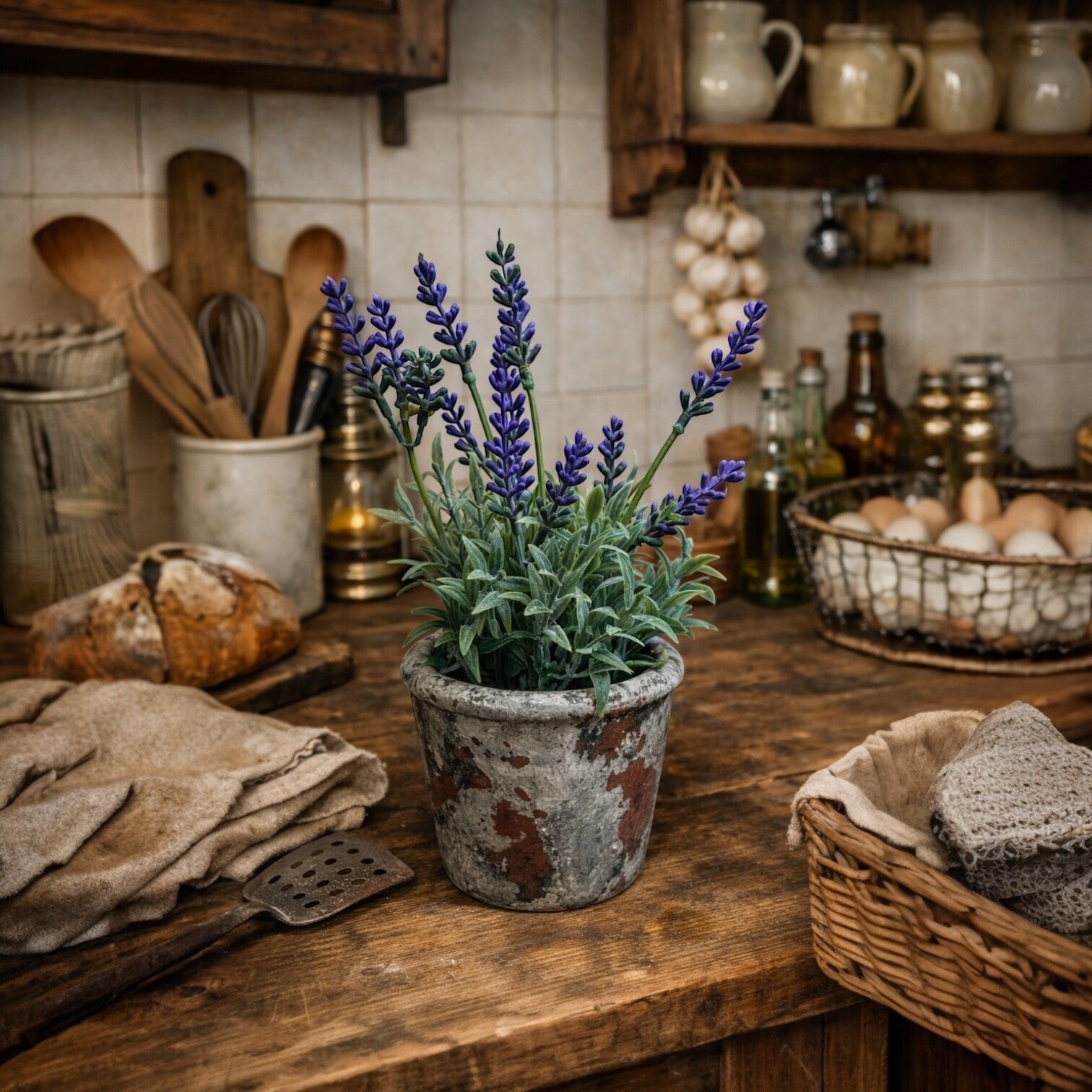 Kunst plantje - Paarse lavendel