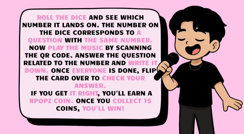 KpopzQuiz interactive K-pop music board game box and game components