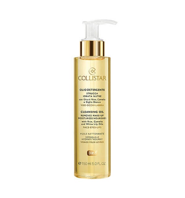 CLEANSING OIL, REMOVES MAKE-UP + MOISTURIZES + NOURISHES Reinigingsolie met camelia, witte lelie en rijstolie