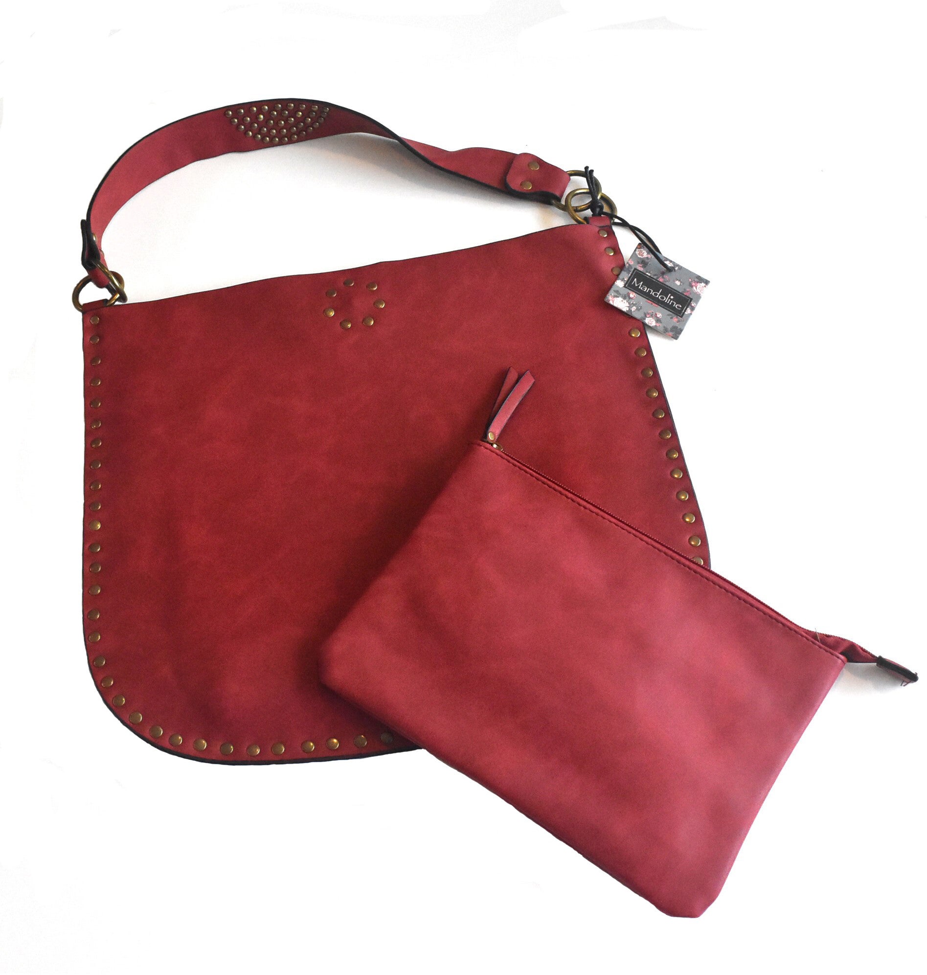 Grote Handtas van Mandoline. Kleur donkerrood