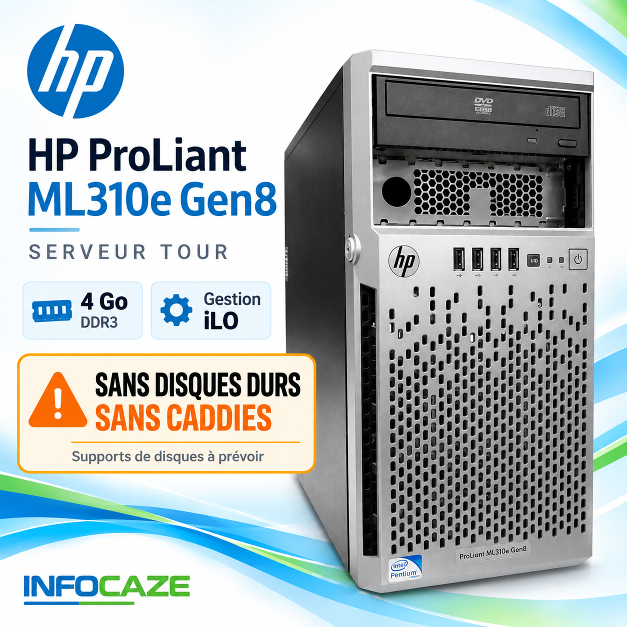 HP ProLiant ML310e Gen8 Serveur 4Go RAM 3.1GHz Xeon OK Sans HDD Caddies OK iLO