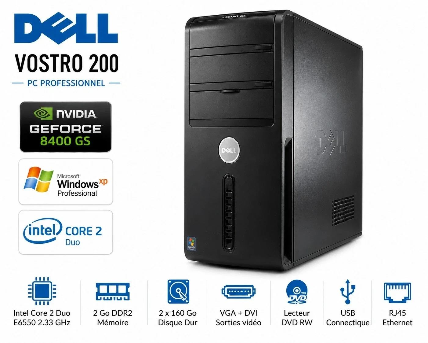 Dell Vostro 200 Windows XP Pro – PC Vintage Professionnel NVIDIA