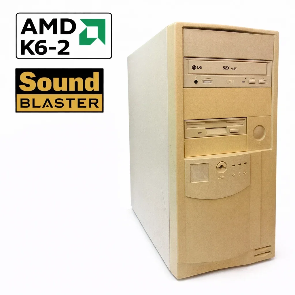 PC Vintage AT AMD K6-2 ASUS P5A-B ATI Rage 128 AGP Sound Blaster