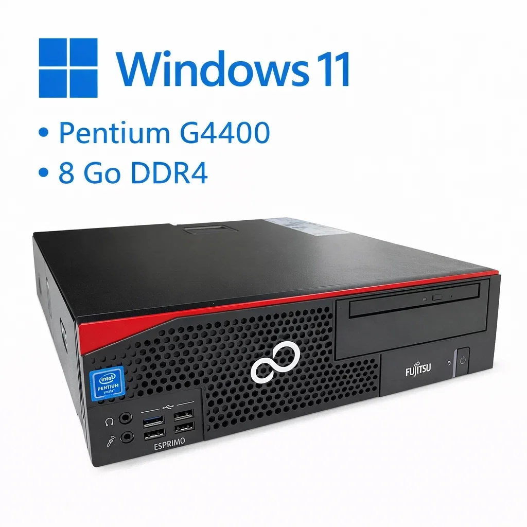 PC Fujitsu ESPRIMO D556/2 – Pentium G4400 –8Go DDR4–HDD 500Go–Windows 11 PRO