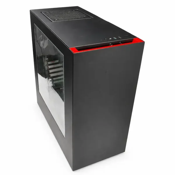 Boîtier PC NZXT S340 Noir Rouge ATX Moyen Tour Fenêtre + Ventilateur 120 mm