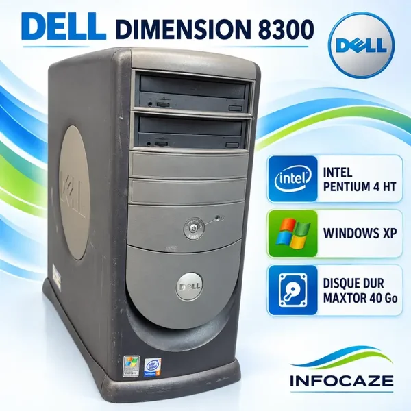 Dell Dimension 8300 Pentium 4 – Windows XP Pro, carte AGP, disque 40 Go