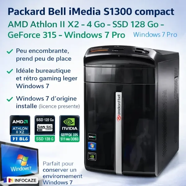 💻 Packard Bell iMedia S1300 – Compact, fiable et prêt à l’emploi sous Windows 7