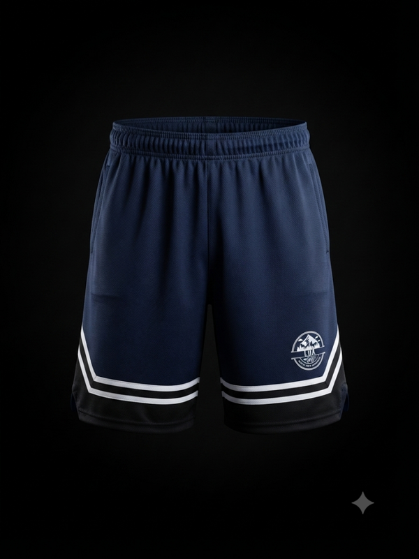 Basketball style short Blue/Black - white trim - LUA design - Pre order Only