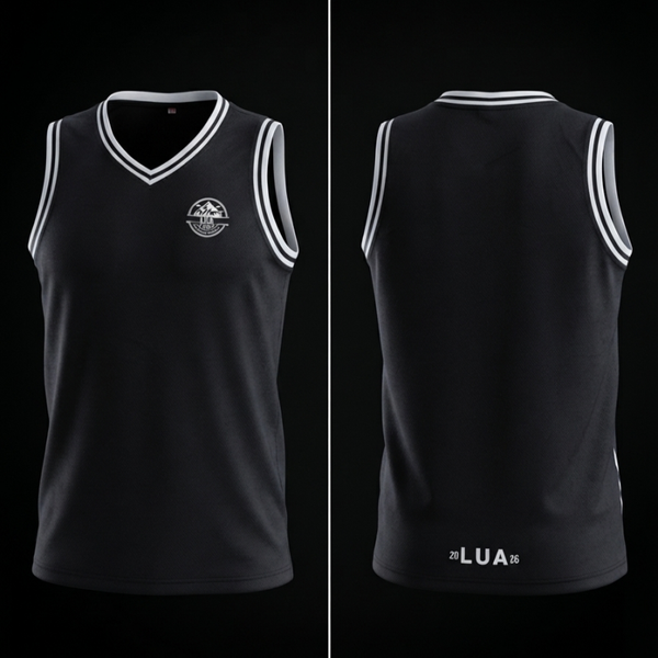 Black Basketball style singlet with LUA design