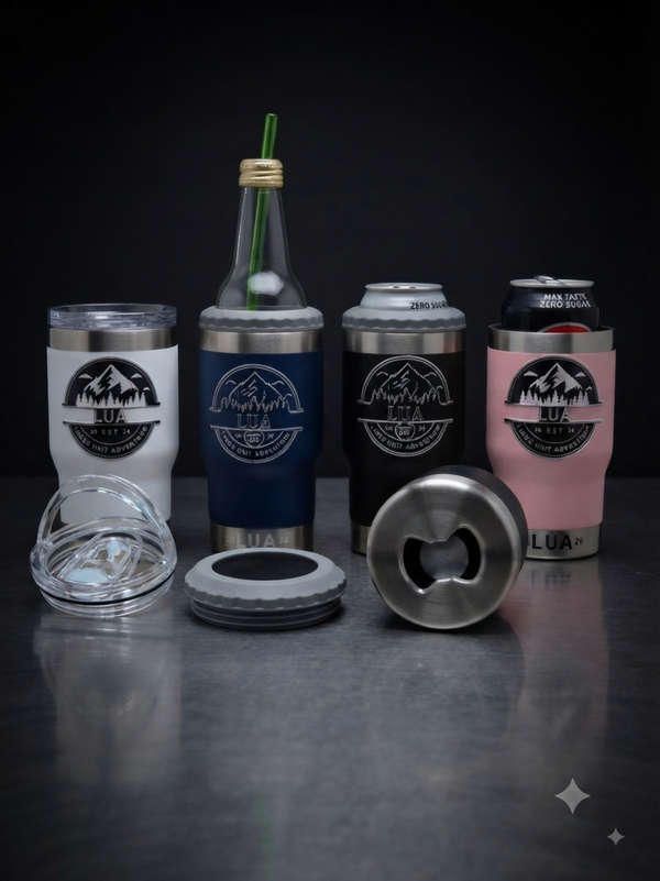 4 In 1 cup - double insulated SS cup - Fits standard size cans & bottles and can be used as std cup