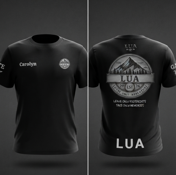 Black T-Shirt - Etched LUA design - with Slogan- No name print