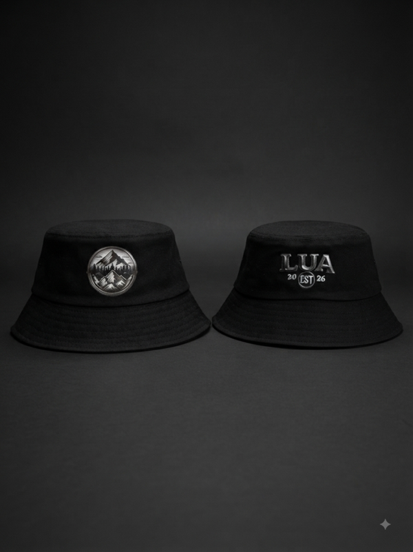 Bucket Hat - Black - Etched Logo - Silver logo - double sided - Designs on front and back