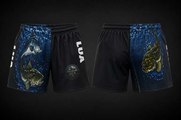 Footy Style Shorts- Fishing Design - Zip up Pockets